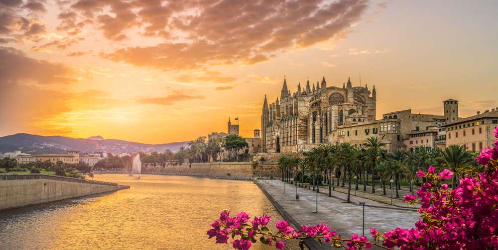 Paesaggio con Cattedrale La Seu al tramonto